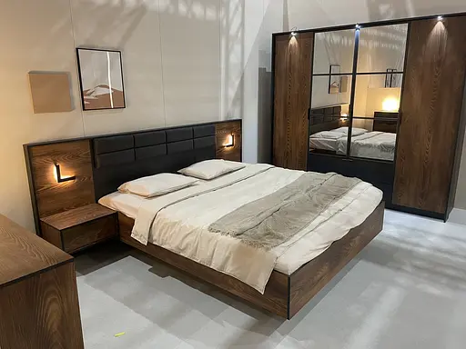 Тумби приліжкові 2 шт. з підсвіткою Perfect Home Мілтон / Milton з 2 шухлядами 1S/49 Каштан/антрацит (PFH-091082) - фото 10