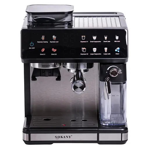 Кавоварка ріжкова Sokany SK-04032 1800Вт з кавомолкою 4в1 2.6л 20 бар - фото 2