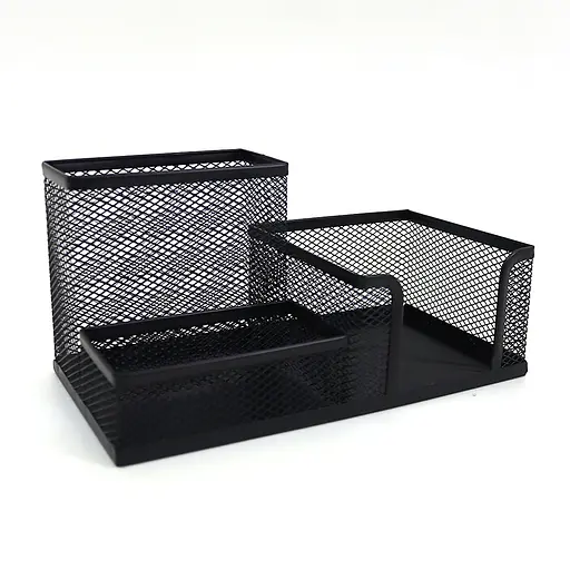 Органайзер настольный металлический Сетка, 3 отделения, черный