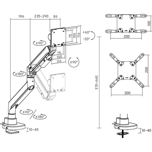 Настольное крепление для монитора OfficePro MA851 24-57" Black [139334] - фото 9