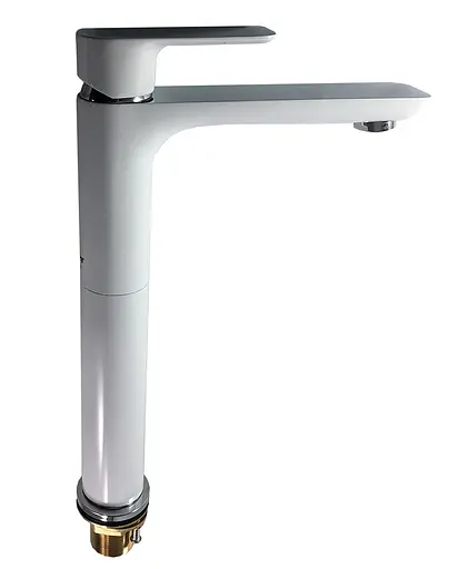 G1048-2 Змішувач для умивальника високий гайка білий/хром Ø35 Gappo Noar 1/8 Білий - фото 1