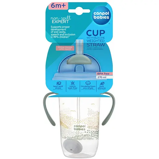 Кружка непроливайка Canpol babies Mountains з трубочкою та обтяжувачем 270 мл сіра (56/620_gre) - фото 5