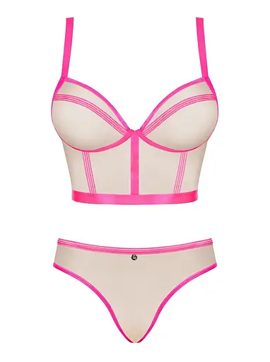 Комплект білизни Obsessive Nudelia S/M рожевий - фото 5