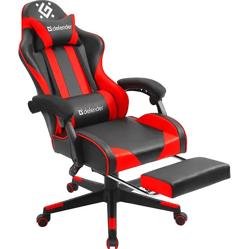 Кресло игровое Defender Rock, 50 мм, Класс 4, ПУ, подножка, черно-красное - фото 2