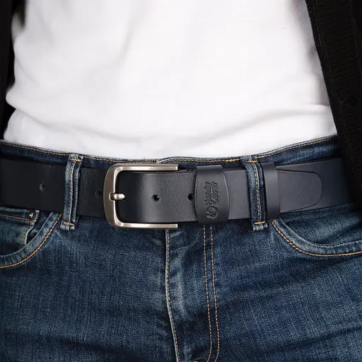 Ремінь чоловічий шкіряний HC-4088 (125 см) синій під джинси - фото 4