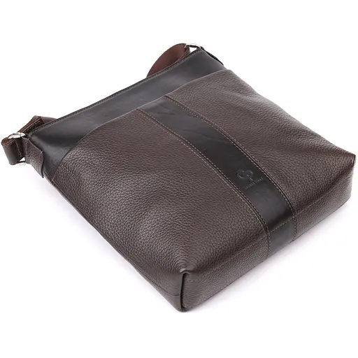 Стильна сумка через плече для чоловіків із натуральної шкіри GRANDE PELLE 26х27х6 см sum0027509 - фото 5