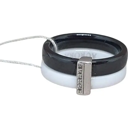 Серебряное кольцо Aurora с керамикой и фианитами. С1104ЧБ 17,5