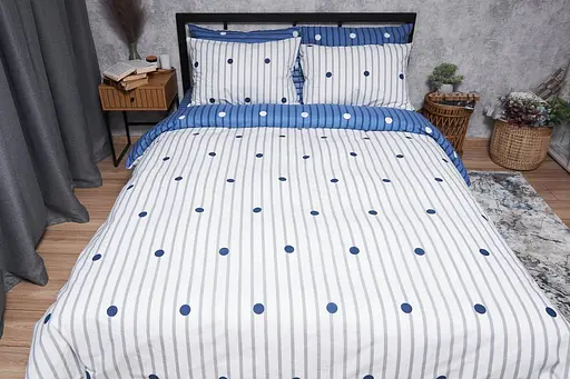 Комплект постельного белья Moon&Star Бязь Gold Люкс Peas Blue King Size 220x240 наволочки 2х50х70 - фото 2