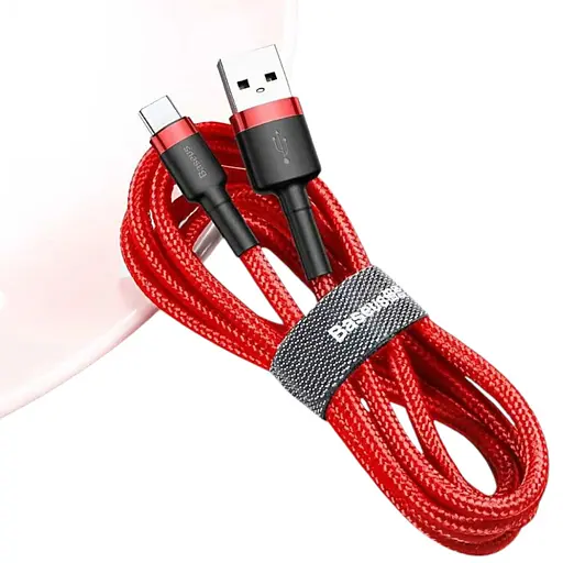 Кабель Baseus Cafule USB - Type-C 3 метра красный CATKLF-U09 - фото 1