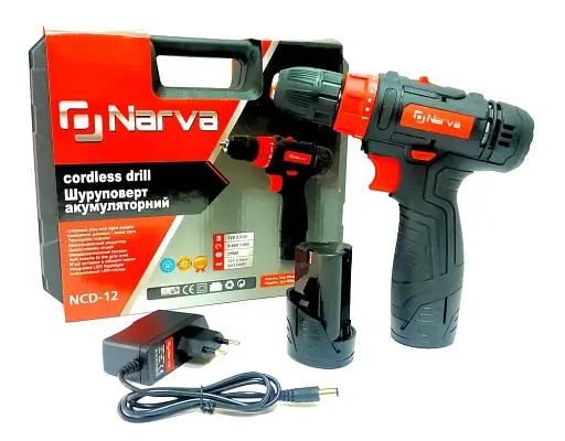 Шуруповерт аккумуляторный Narva NCD-12 кейс 2 Ah 12 В 2 АКБ и ЗУ 30412 - фото 2
