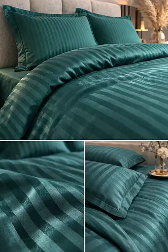 Комплект постельного белья евро 200х220 см сатин зеленый TC303376216 - фото 2