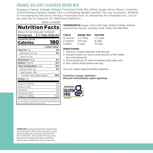 Апельсиновый напиток сублимированный Augason Farms с большим сроком годности до 30 лет 52 порции - фото 4