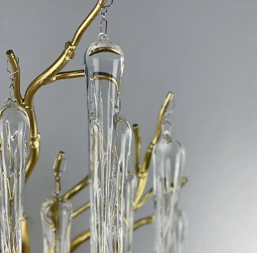 Бра в природніх мотивах з скляними бурулями в корпусі золото Арт. W 689 GD Line F - фото 3