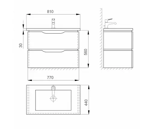 Тумба підвісна Sanwerk Алесса Air 80 Білий з умивальником Idea (MV0000872) Білий - фото 3
