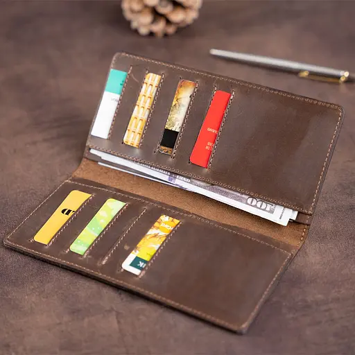 Мужской кожаный кошелек Shvigel 8.5х17.5 см acs0016099 - фото 7