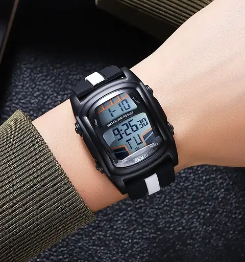 Часы наручные мужские Skmei 2203 (Черный с белым) - фото 6