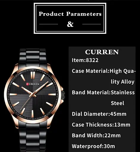 Годинник наручний Curren 8322 Silver Black (18689) - фото 4