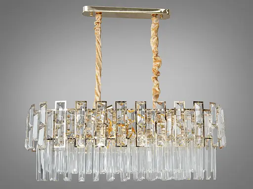 Ексклюзивна, розкішна кришталева люстра овал, 12 ламп, золото - фото 1