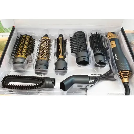 Фен браш стайлер Gemei Gm-4842 7 в 1 з насадками що обертаються щітка для вирівнювання та завивки волосся гребінець - фото 4