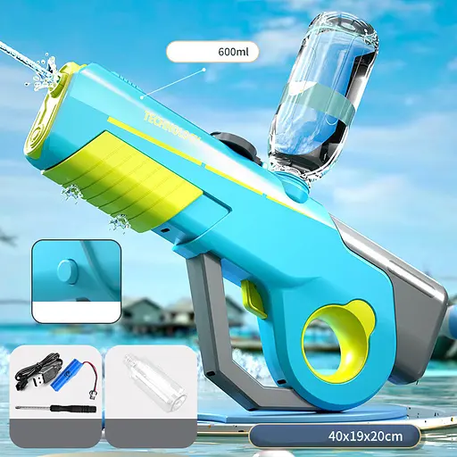 Водяний акумуляторний автомат Water Gun 8002C (600ml) with lithium battery Blue / Yellow - фото 2