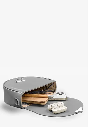 Жіноча шкіряна сумка Kira сіра - фото 9