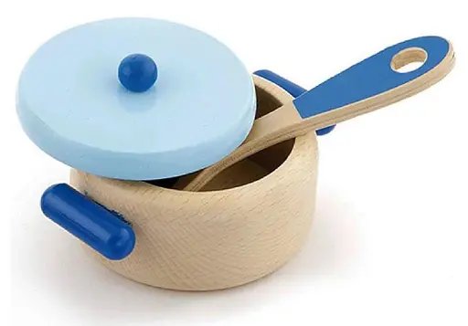 Детский кухонный набор Viga Toys 50115 Игрушечная посуда из дерева Голубая - фото 3
