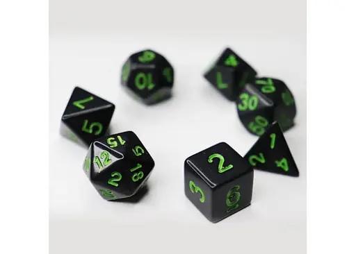 Набір кубиків Opaque 7 Dice Set - Black (w-green) , 7 шт. (g7dopaq01) - фото 3
