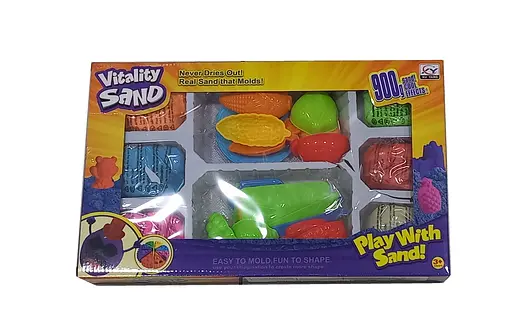 Кинетический песок 1901 D/F/G 900 г, 6 цветов, 14 форм, инструменты, в коробке (6981584672378) Фрукты Вид D - фото 1