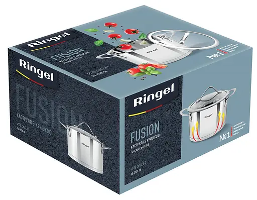 Каструля Ringel FUSION 2.6 л 18 см з кришкою нержавіюча сталь (RG-2020-18) - фото 5
