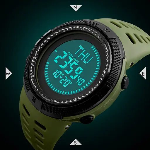 Годинник чоловічий спортивний з компасом Skmei 1254 Compass (Зелений) - фото 6