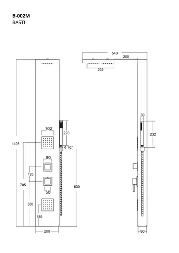 Душова панель Corsan Basti bamboo хром B002MCH - фото 5