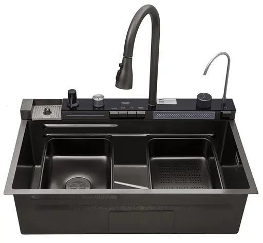 Кухонная мойка Kroner KRP Schwarze - SET7546ARTHM PVD (3.0/0.8 мм) (CV033375) - фото 4