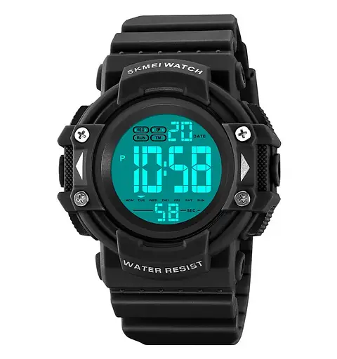 Годинник чоловічий спортивний наручний Skmei 2195 (Чорний з білим циферблатом) - фото 3