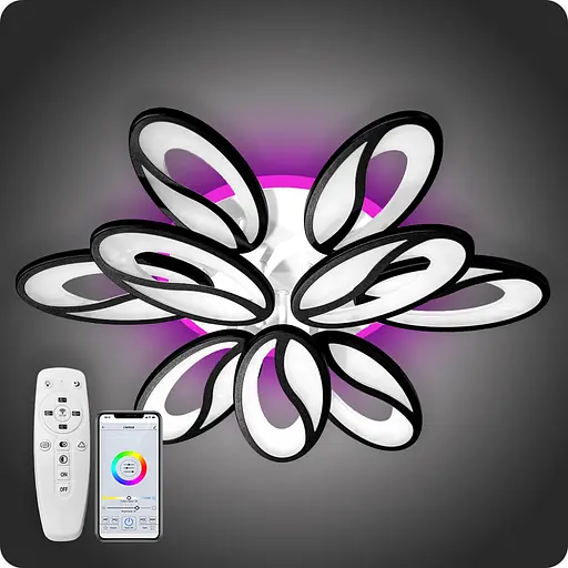 Люстра світлодіодна 517 Dlight 3color з пультом 150Вт Чорний (02065) - фото 2