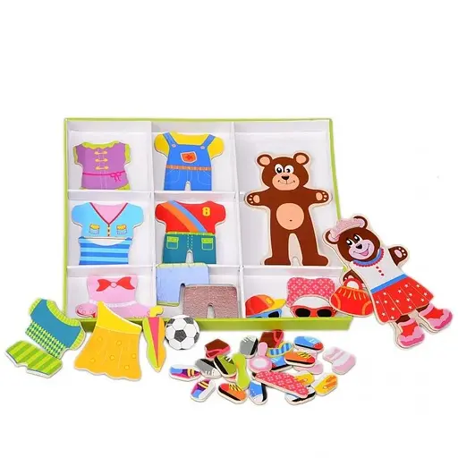 Деревянная игрушка для развития одежи мишки IE569