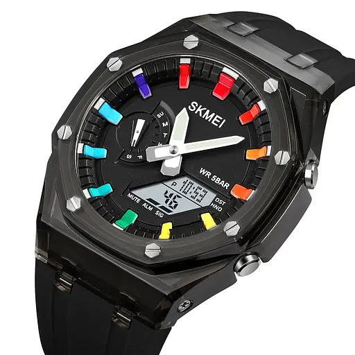 Наручний годинник чоловічий Skmei 2100 Black White, 2100BKWT (18436) - фото 2