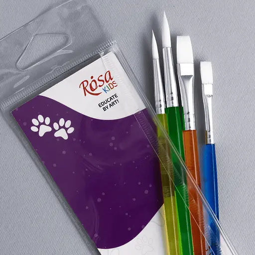 Набір пензлів №5 синтетика 4 шт кругла (№6 8) плоска (№6 10) Rosa Kids - фото 4