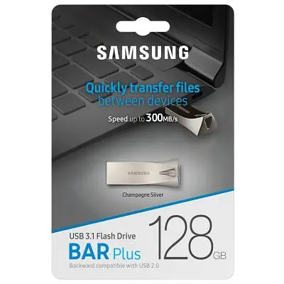 Flash Drive Samsung Bar Plus 128GB (MUF-128BE3/APC) Silver - фото 7