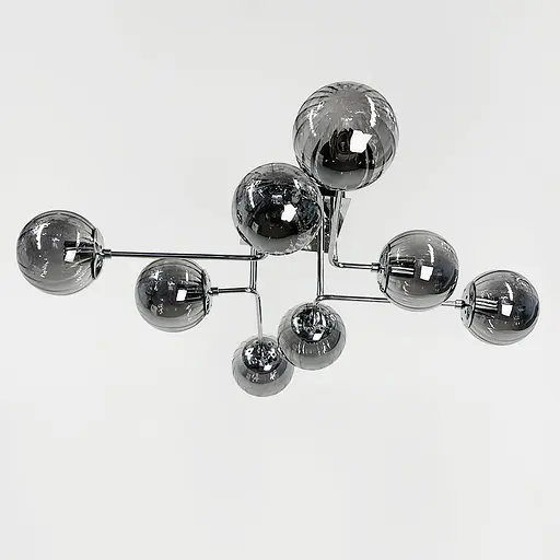 Сучасна стельова люстра в хромі на 8 графітових плафонів Line.F 2693/8 (new) CH+GR - фото 1