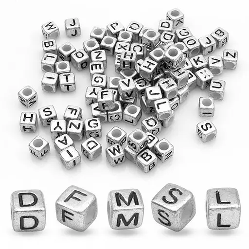 Декоративні намистинки для творчості Алфавіт Кубики Dom Busin УТ000004425 в упаковці 130 шт - фото 2