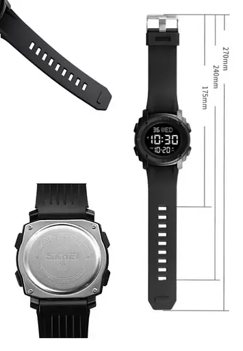 Мужские спортивные наручные часы Skmei 1853 (Черные с черным циферблатом) - фото 10