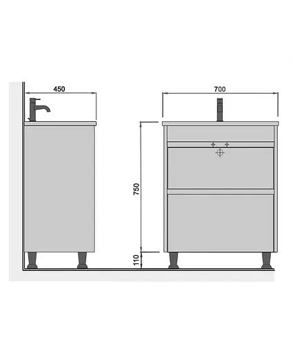 Тумба Мойдодир Prime 70 з умивальником Cosmo 70 підлогова Білий - фото 7