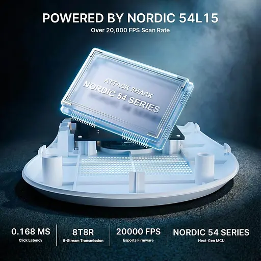 Бездротова миша ATTACK SHARK V8 42000 DPI PAW3950MAX Nordic 54L15 8K Біла - фото 5