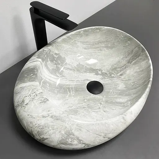 Умивальник VBI Riccia light stone glossy накладний VBI-017202, Мармур - фото 1