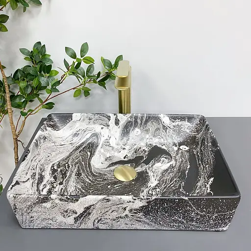 Умивальник VBI Latina dark marmo matt накладний VBI-013104, Чорний матовий - фото 3