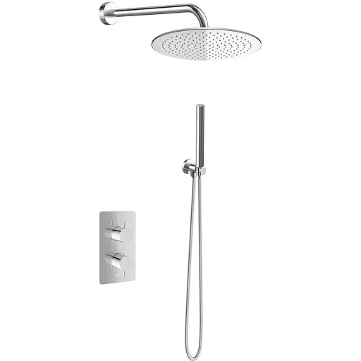 Душова система Kohlman Axel 20 chrome з термостатом + BOX прихованого монтажу KPL-QW432A20, Хром - фото 1