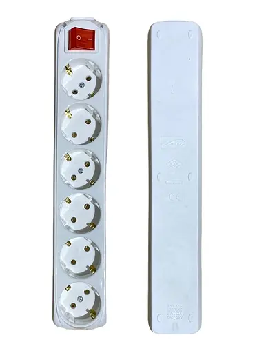 Колодка на 6 гнезд с заземлением с выключателем (ABS-пластик) (конт.группа медь) MODERN LUMANO - фото 1