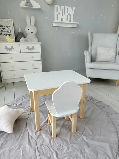 Дитячий столик з ящиком та стільчиком (Білий) - фото 3