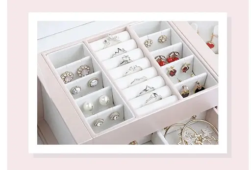 Скринька трансформер для прикрас з екошкіри з тисненням (беж) - фото 3