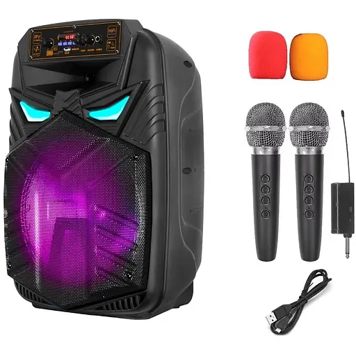 Портативная колонка Big ALIEN-XR12 75W, USM/MP3/FM/Bluetooth + 2 микрофона караоке